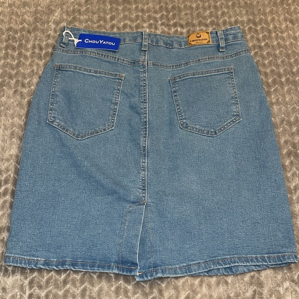 NWT Chou Tayou Blue Denim Skirt Size Large.  Mini‎ Skirt. - Picture 4 of 5